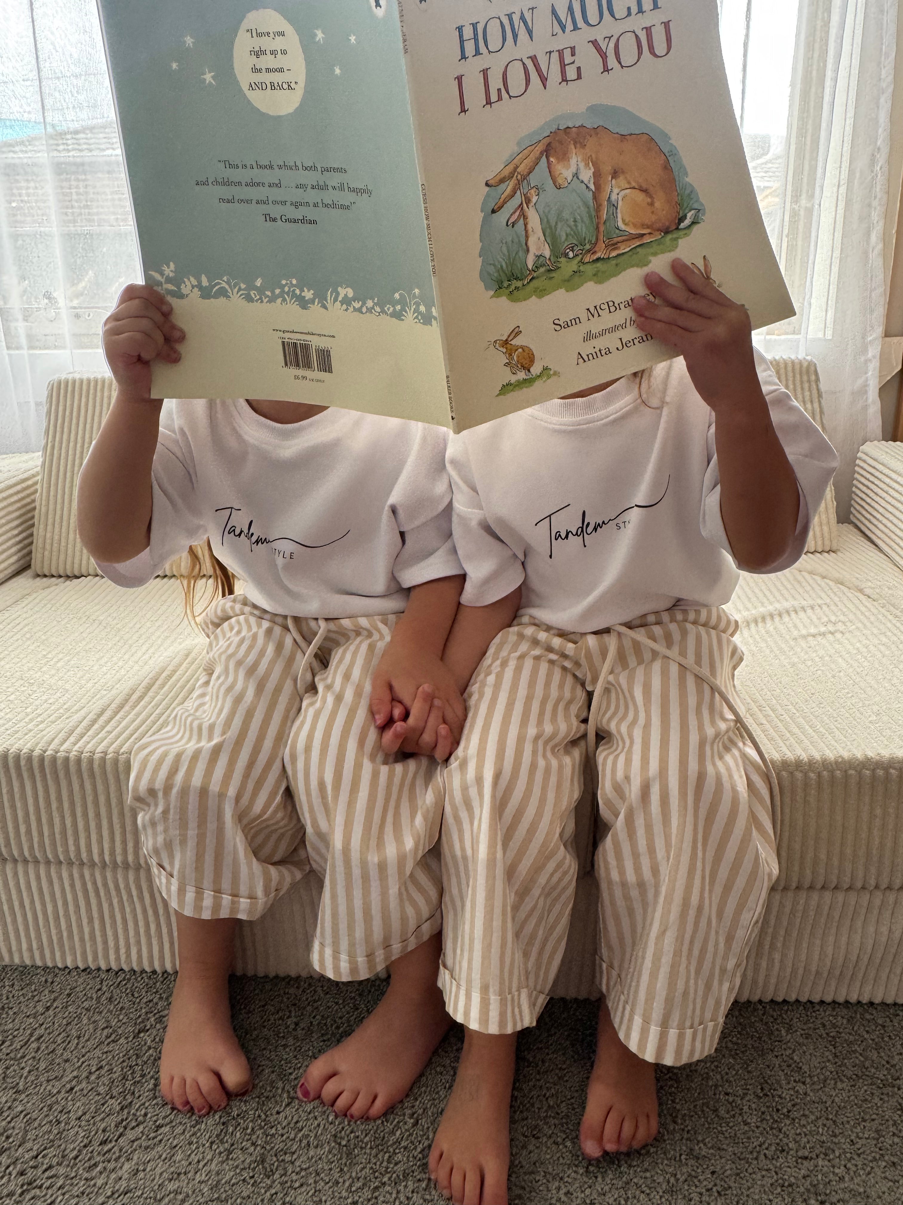 Kids Cloud Nine Tee + Cream Stripe Pants Set