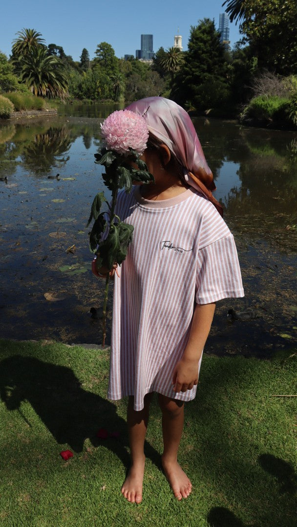 Kids Blush Stripe Oversized Dress