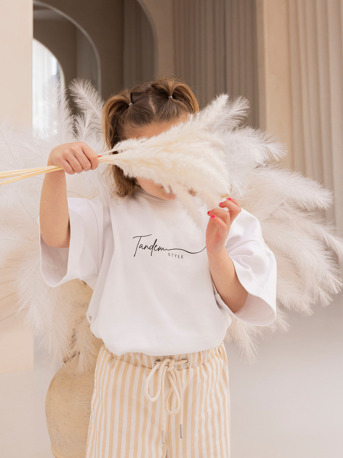 Cream Stripe Pants- Kids