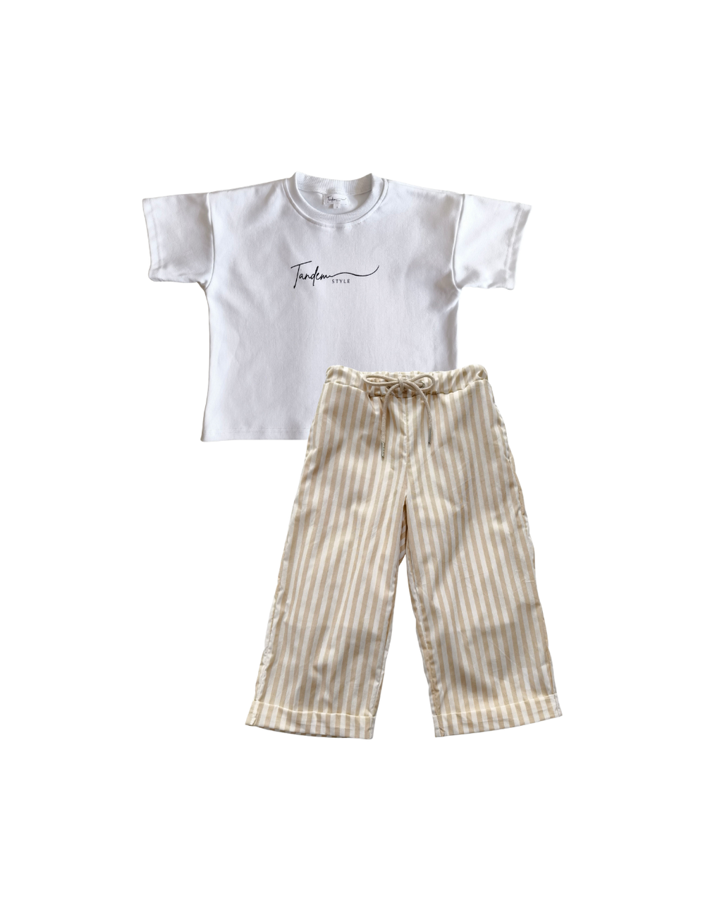 Kids Cloud Nine Tee + Cream Stripe Pants Set